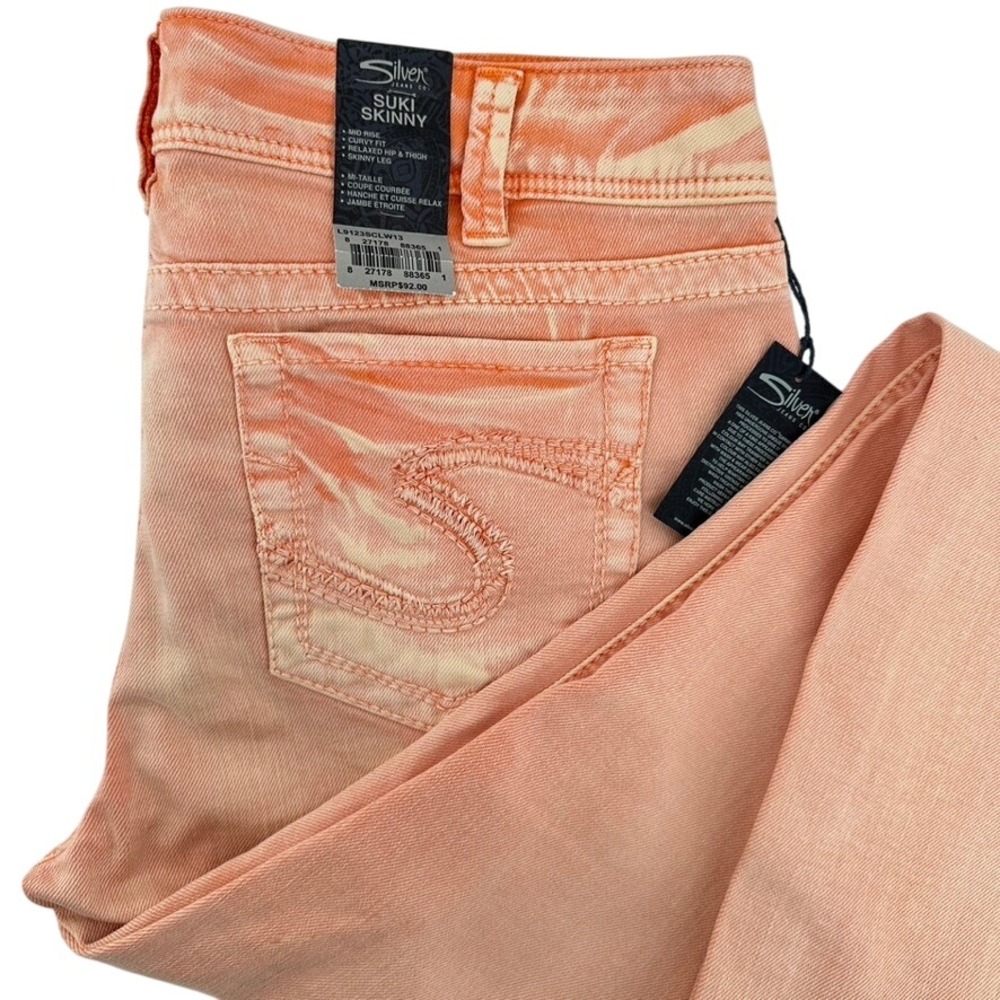 Silver Jeans Suki Skinny Curvy Jeans Peach Wash Women 34X31 (Photos)‎ NEW W/TAGS